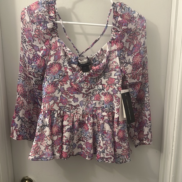 -NWT French connection Fontini Recycled Hallie Halter Peplum Top in summer white - Picture 7 of 14